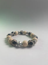 Load image into Gallery viewer, Men&#39;s Cow Print and Cream Beaded Bracelet
