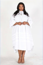 Load image into Gallery viewer, White Oversized Ruffle Hi-Lo Midi Dress
