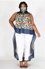 Load image into Gallery viewer, SLEEVELESS DENIM TRIM MULTI COLOR HI LOW TOP
