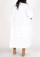 Load image into Gallery viewer, White Oversized Ruffle Hi-Lo Midi Dress
