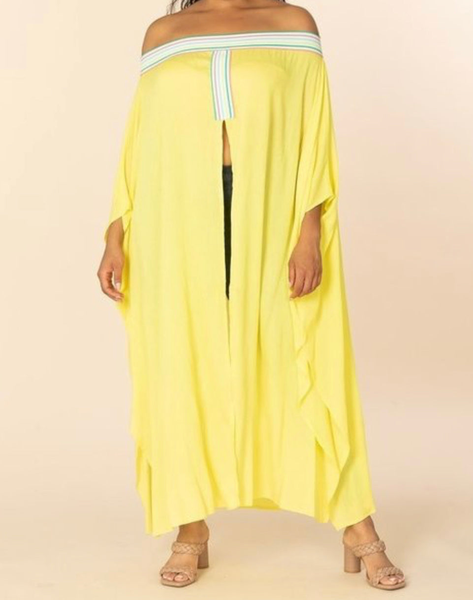 PLUS poncho off the shoulder, dolman sleeves and slit in the front