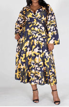 Load image into Gallery viewer, LONG BELL SLEEVE WRAP MIDI DRESS
